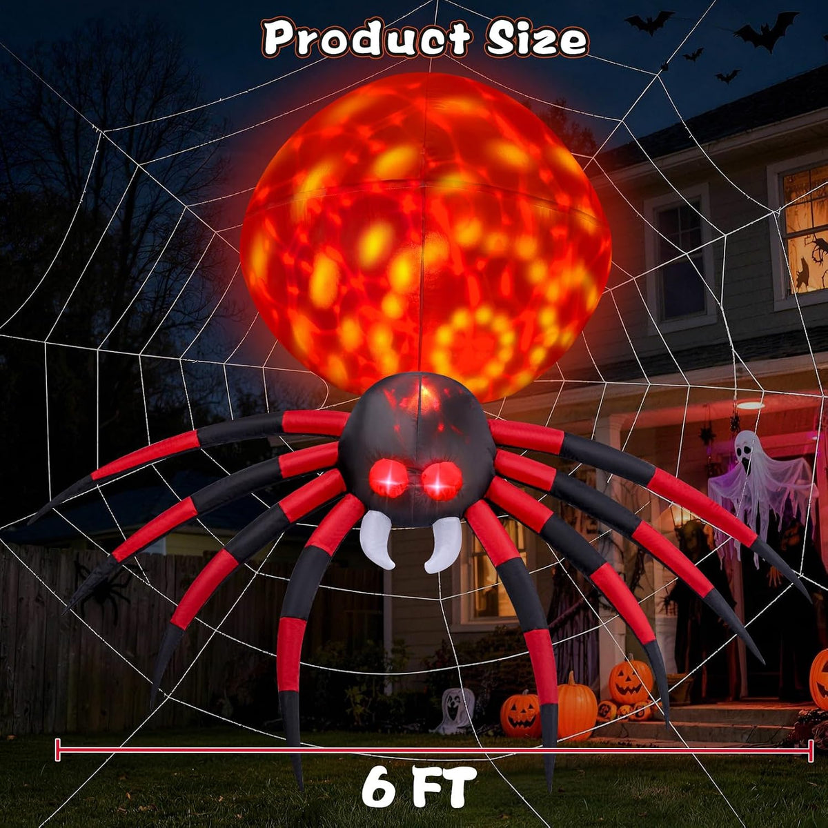 FunFanso CQUS-48 6-Foot Halloween Spider Inflatable – 6FT Spider, Colorful – 6FT Spider / Colorful – product detail