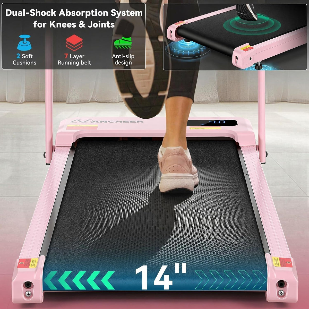 ANCHEER Under-Desk Walking Treadmill – Fashion Pink – product detail