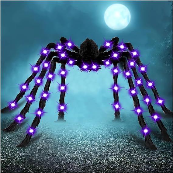 Cherislpy 78-Inch Lighted Halloween Spider Decoration – Multicolor