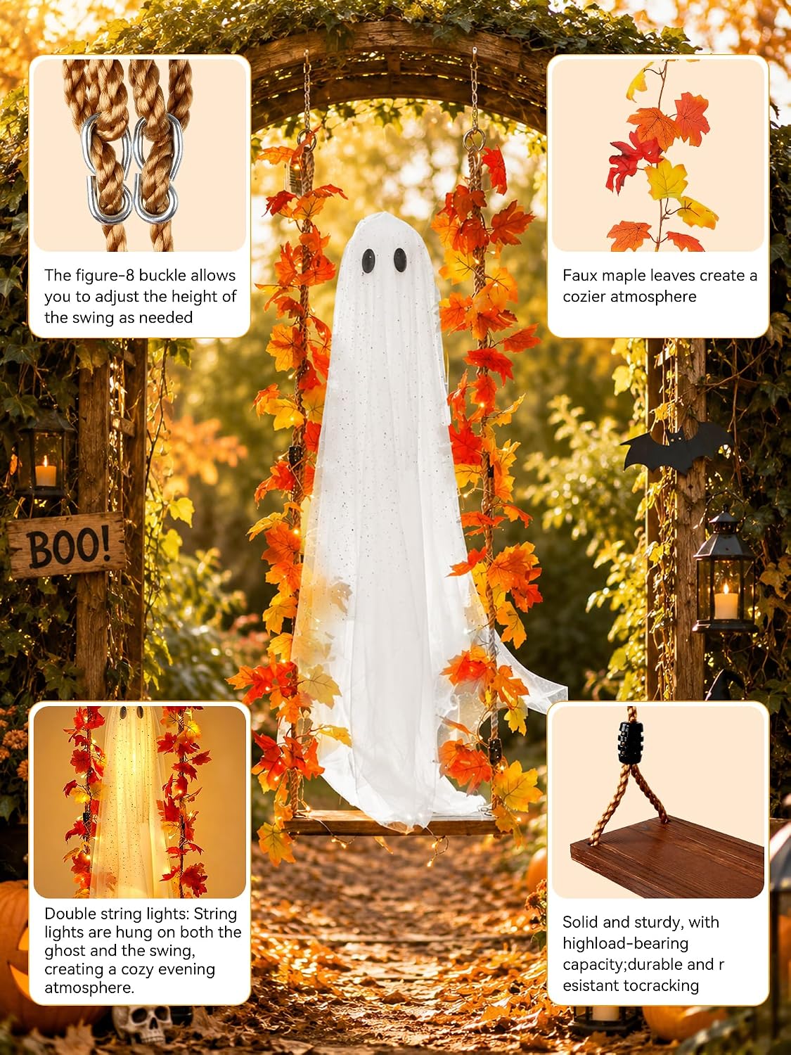 AYGXU SG-1 Lighted Halloween Ghost with Maple Leaf Swing – swing ghost – product detail
