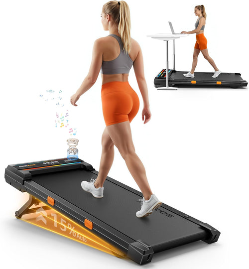 Acezoe S40-4 Under-Desk Walking Treadmill – Black with Blue & Orange