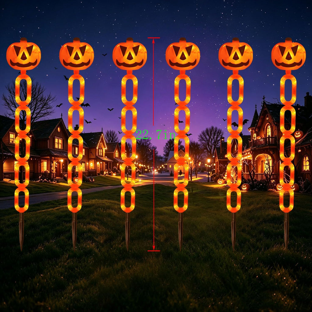 Viewpick VPK-74 6-Pack Solar Pumpkin Chain Stake Lights – Orange – product detail