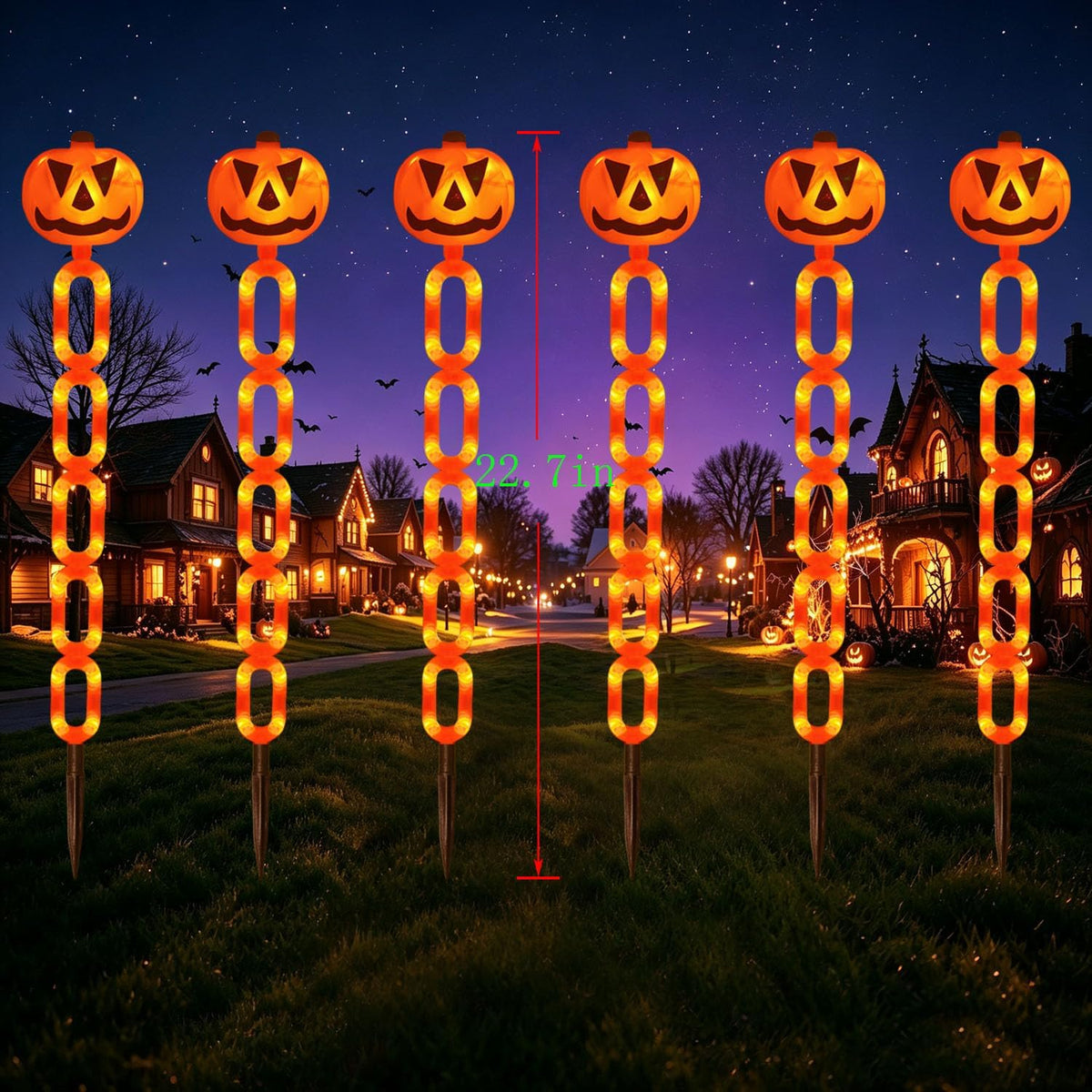 Viewpick VPK-74 6-Pack Solar Pumpkin Chain Stake Lights – Orange – product detail