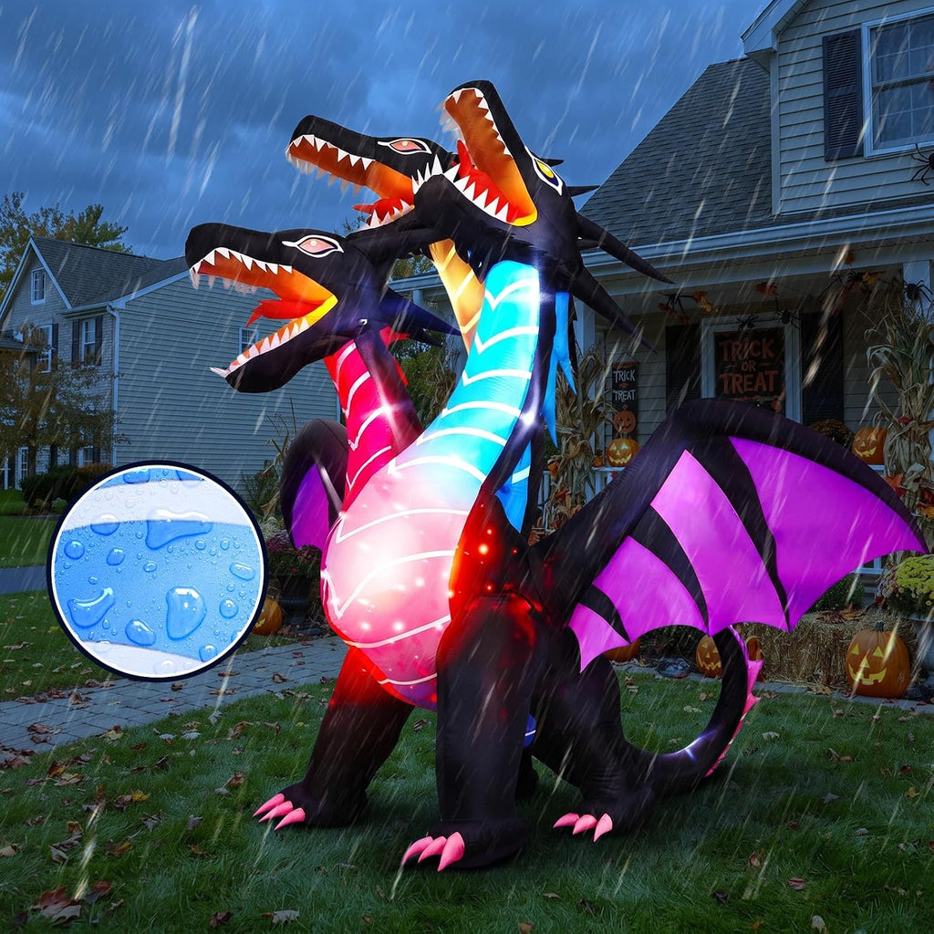 Thuodo FD241 8-Foot Halloween Three-Headed Dragon Inflatable – Black – product detail