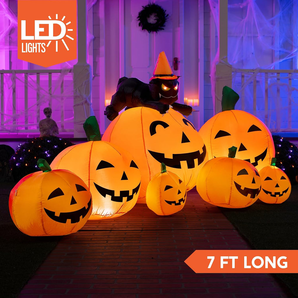 Joiedomi 30003 7-Foot Halloween Pumpkin & Witch's Cat Inflatable – 7FT, Traditional Halloween Orange – Traditional Halloween Orange / 7FT – product detail
