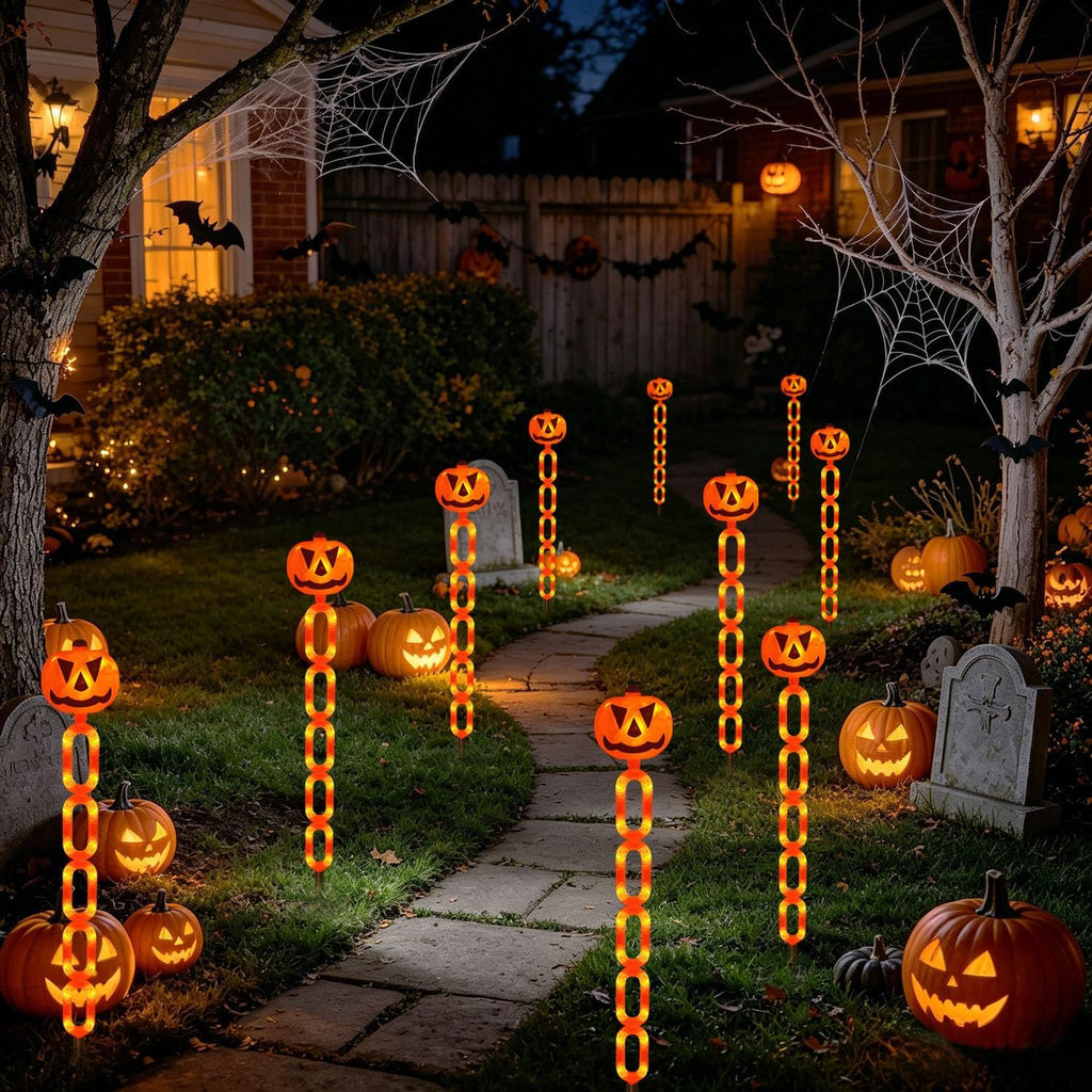 Viewpick VPK-74 6-Pack Solar Pumpkin Chain Stake Lights – Orange – product detail