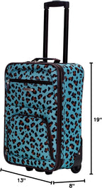 Rockland F102-BLUELEOPARD Softside Luggage Set – 2 Piece (19"/14" Tote), Blue Leopard – Blue Leopard / 2 Piece (19"/14" Tote) – product detail