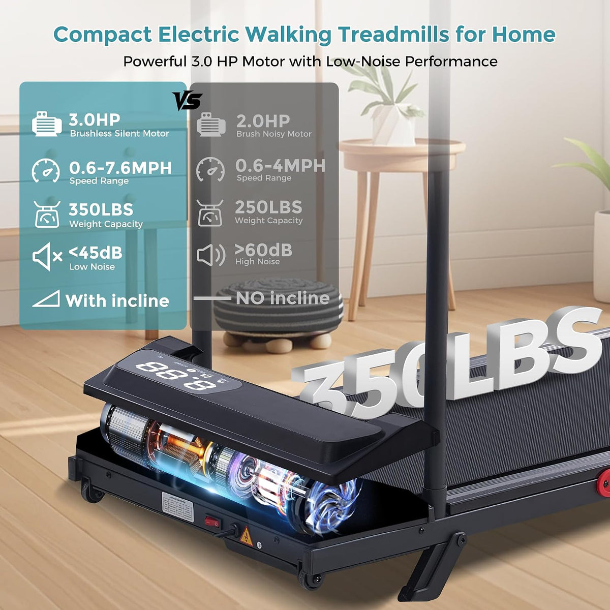 OKAYFOX V301 Under-Desk Walking Treadmill – Black X1 – product detail