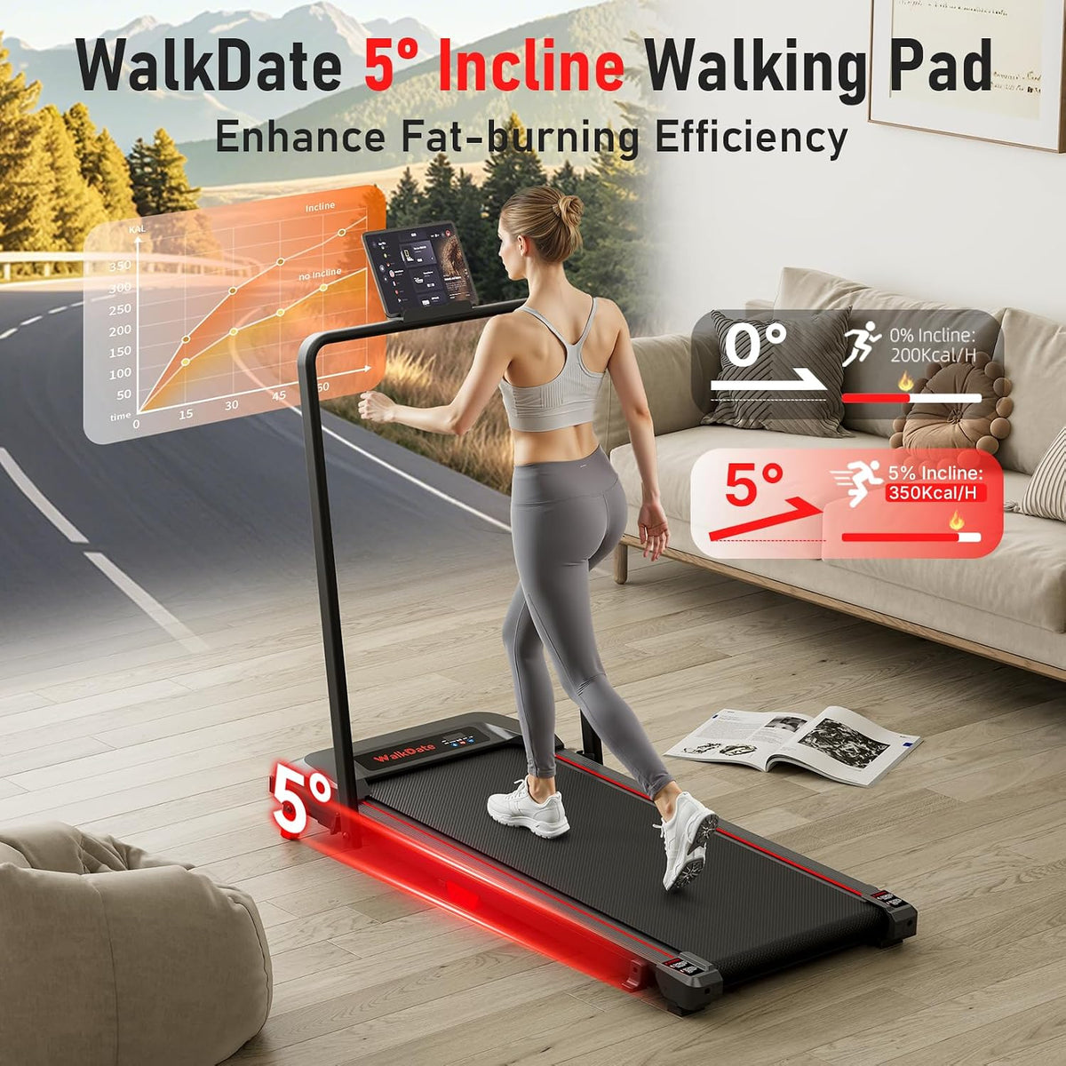 WalkDate Walking Treadmill – Black Handle – product detail