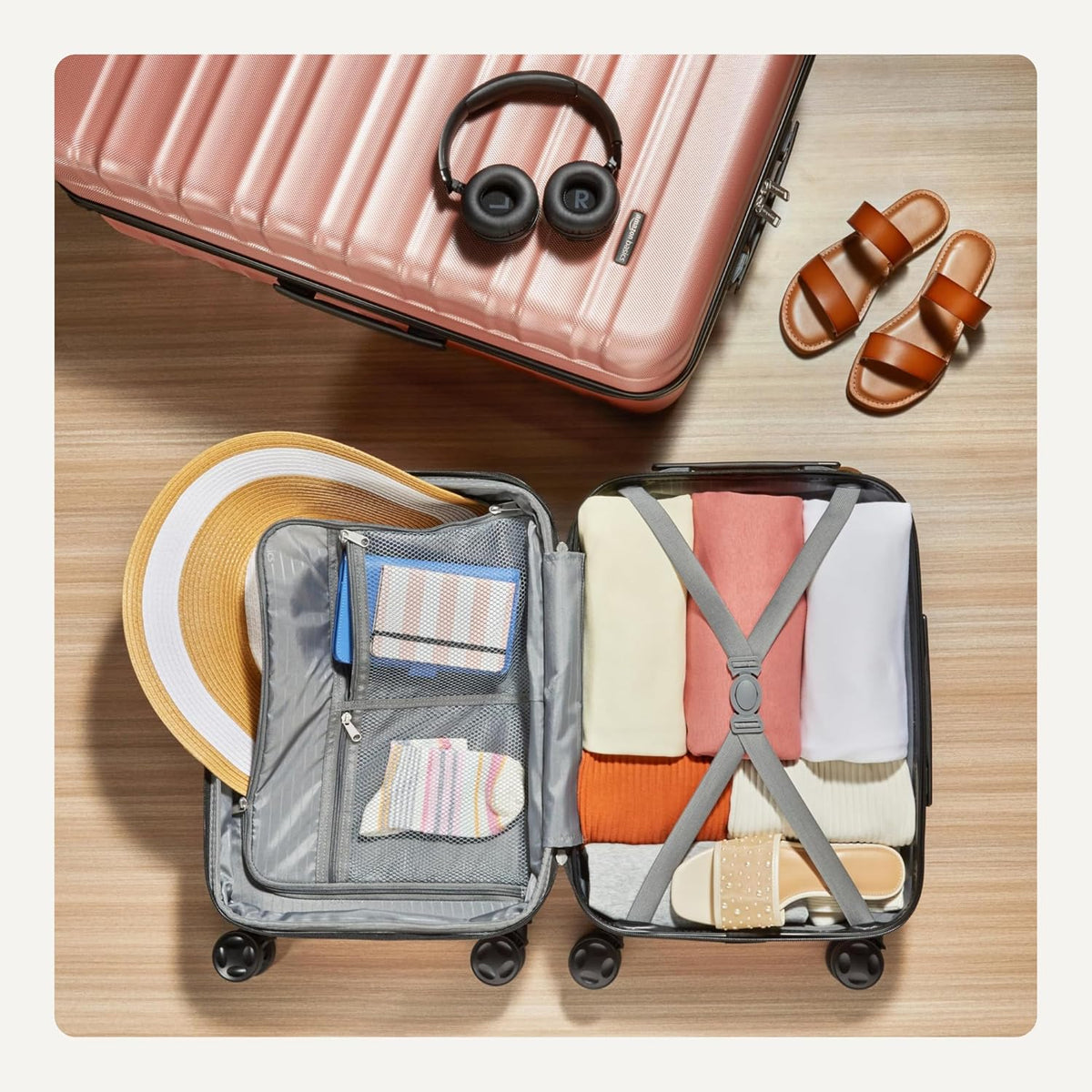 Amazon Basics LN20164-20-24-28-RG Hardside Luggage Set – 2-Piece Set, Rose Gold – Rose Gold / 2-Piece Set – product detail