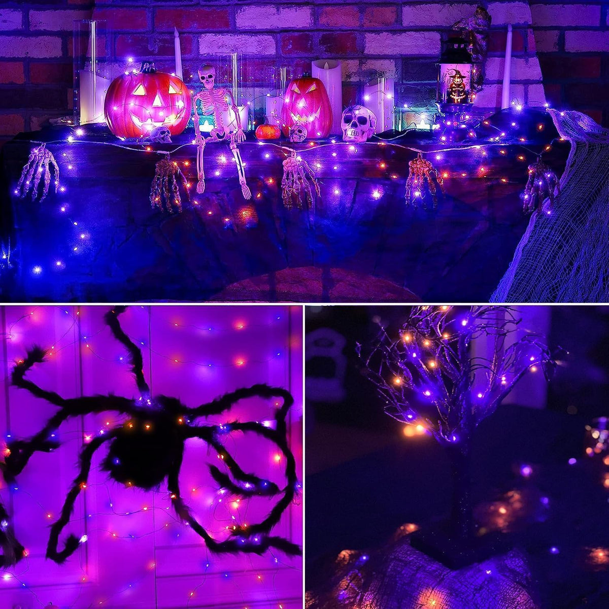 Joomer 2-Pack 240-LED Halloween Solar String Lights – 2*120LED, Orange+Purple – Orange+Purple / 2*120LED – product detail
