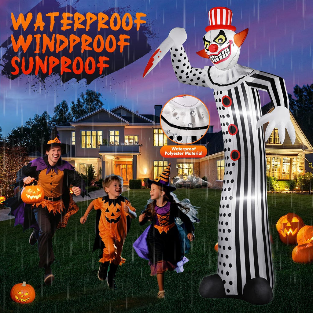 zukakii QM-WS-018 12-Foot Halloween Clown Inflatable – white – product detail