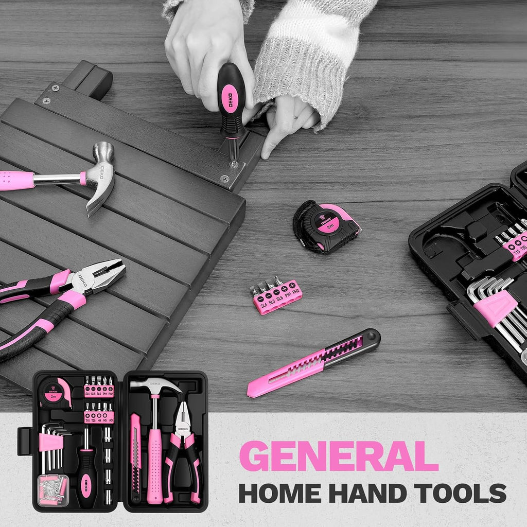 DEKOPRO 94-Piece Household Hand Tool Kit – Pink – product detail