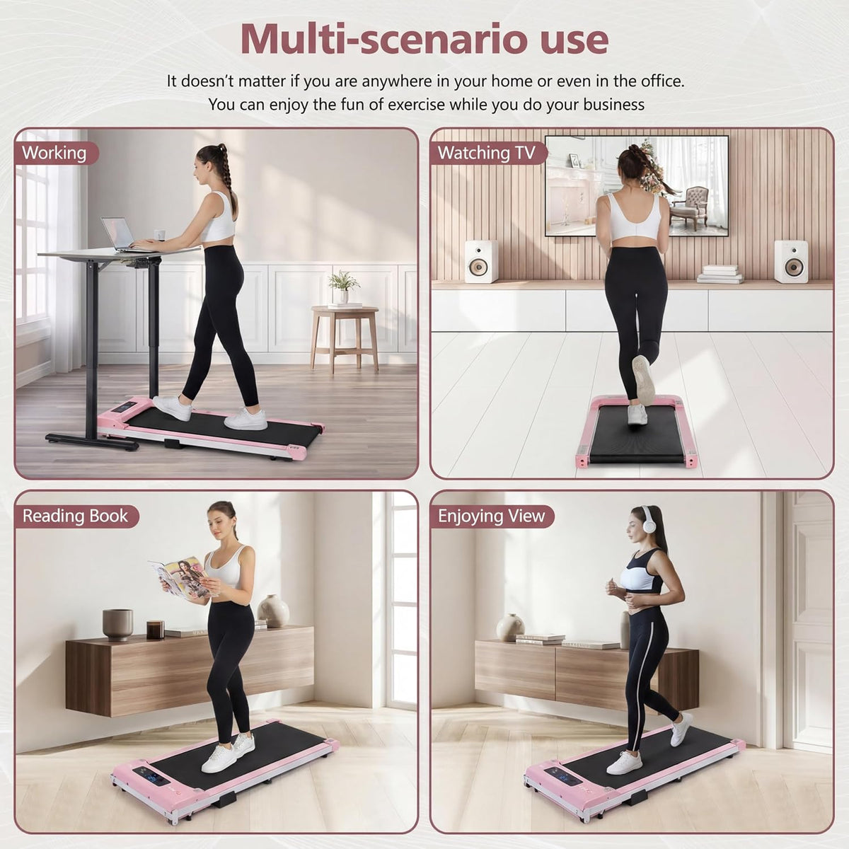 FUNMILY Under-Desk Walking Treadmill – Pink – product detail