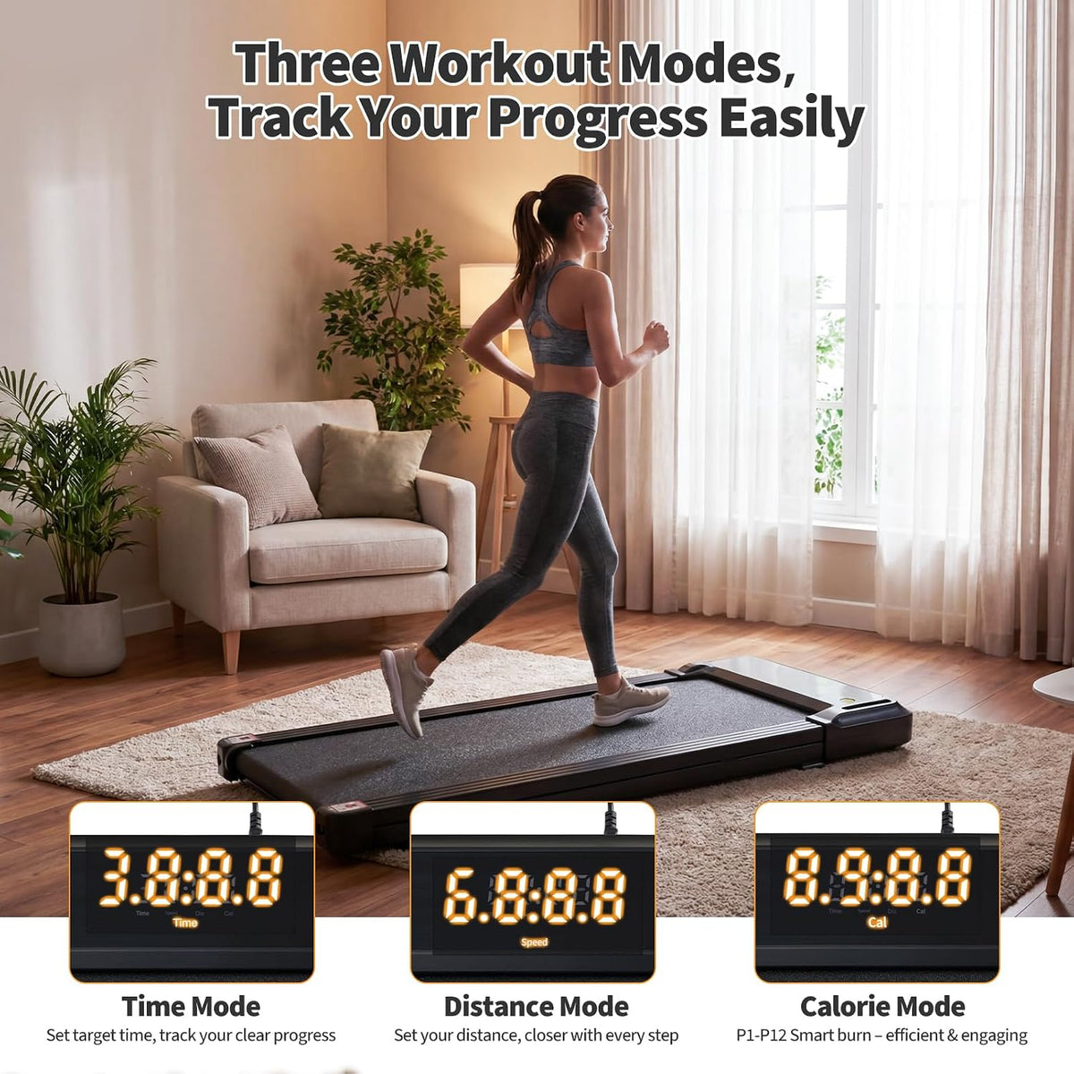 NEWBULIG Under-Desk Walking Treadmill – Black – Black / 42.2"*19.2"*3.6" – product detail