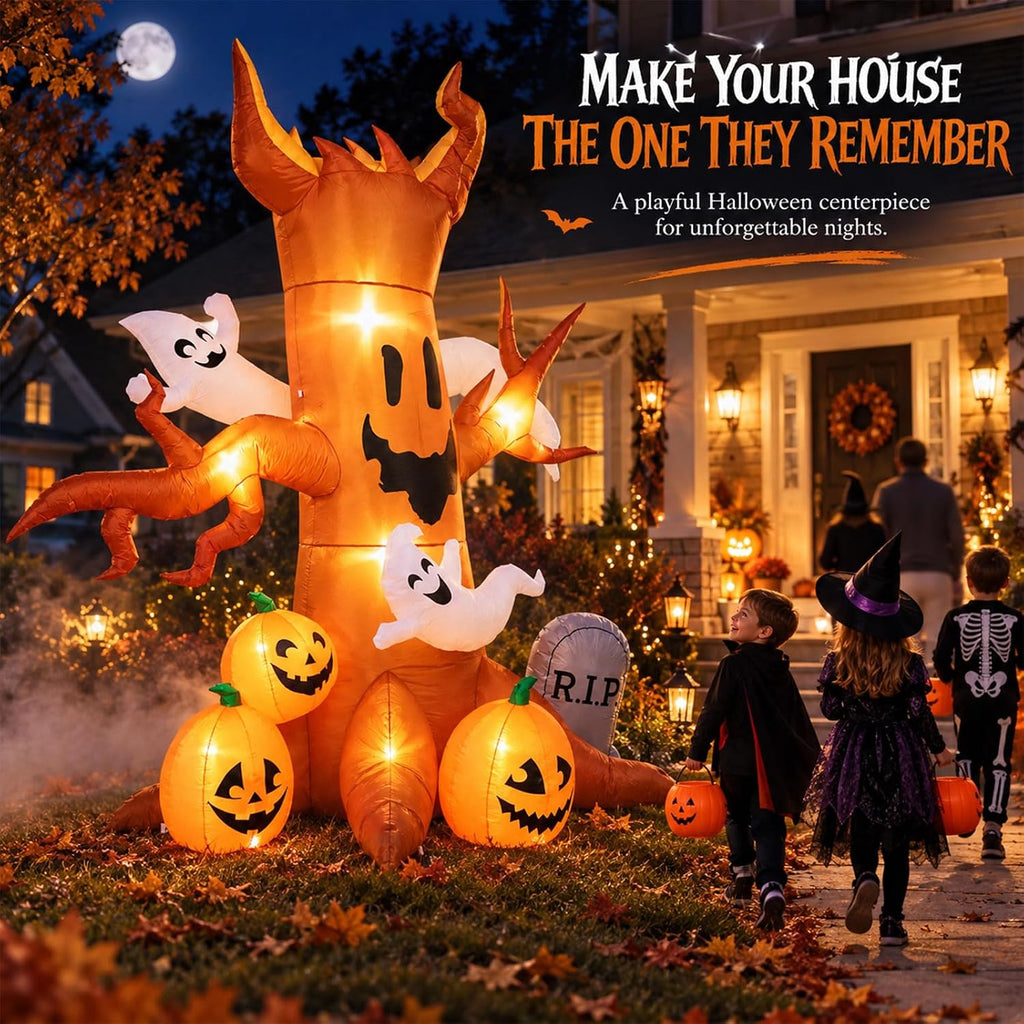 IHGYT HY-QQ26016 8-Foot Halloween Ghost Tree & Pumpkin & Tombstone Inflatable – Ghost Tree – product detail