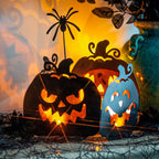 EAMBRITE 806051 4-Pack Lighted Metal Pumpkin Yard Stakes – black – product detail