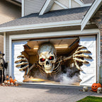 Allotall 001 16-by-7-Foot Halloween Skeleton Garage Door Banner – 16 × 7 ft – 3D Skull 1 / 16 × 7 ft – product detail