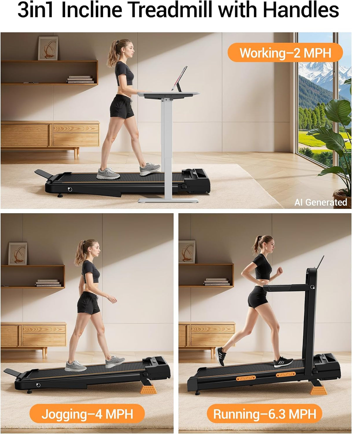 CURSOR FITNESS Under-Desk Walking Treadmill – Carbon Black – product detail