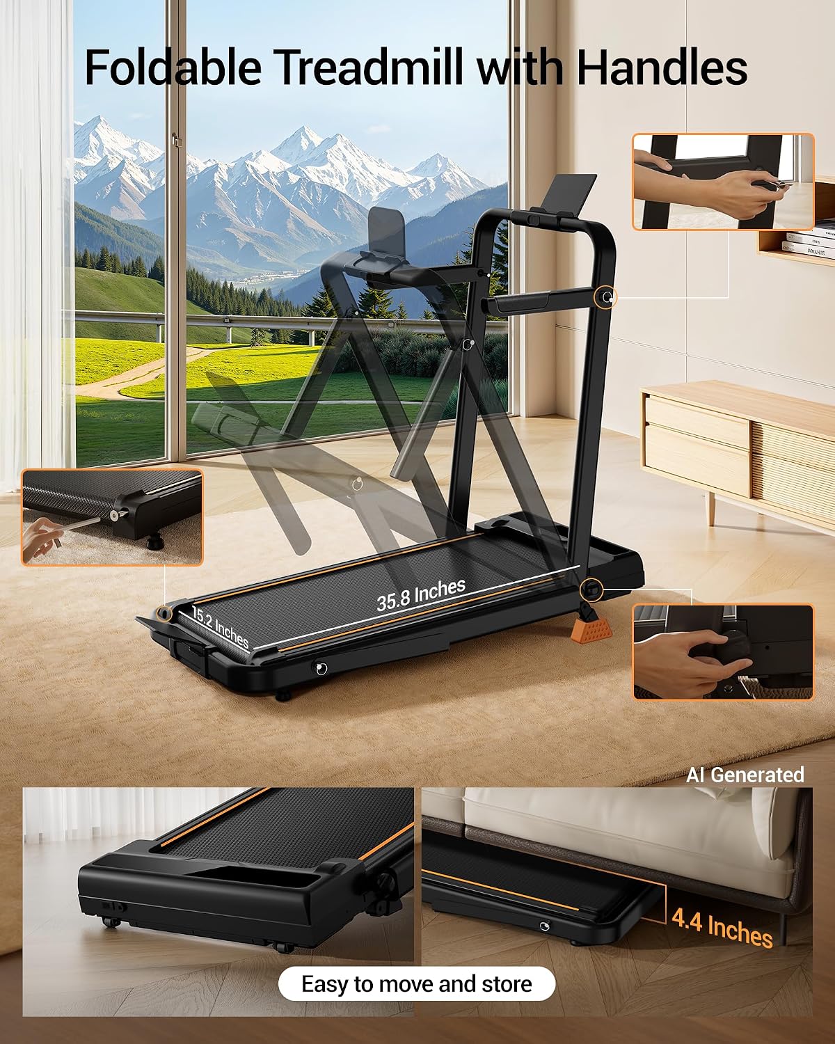 CURSOR FITNESS Under-Desk Walking Treadmill – Carbon Black – product detail