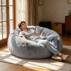Gurxien Light Gray Adult L faux fur bean bag cover, shown filled; filling not included