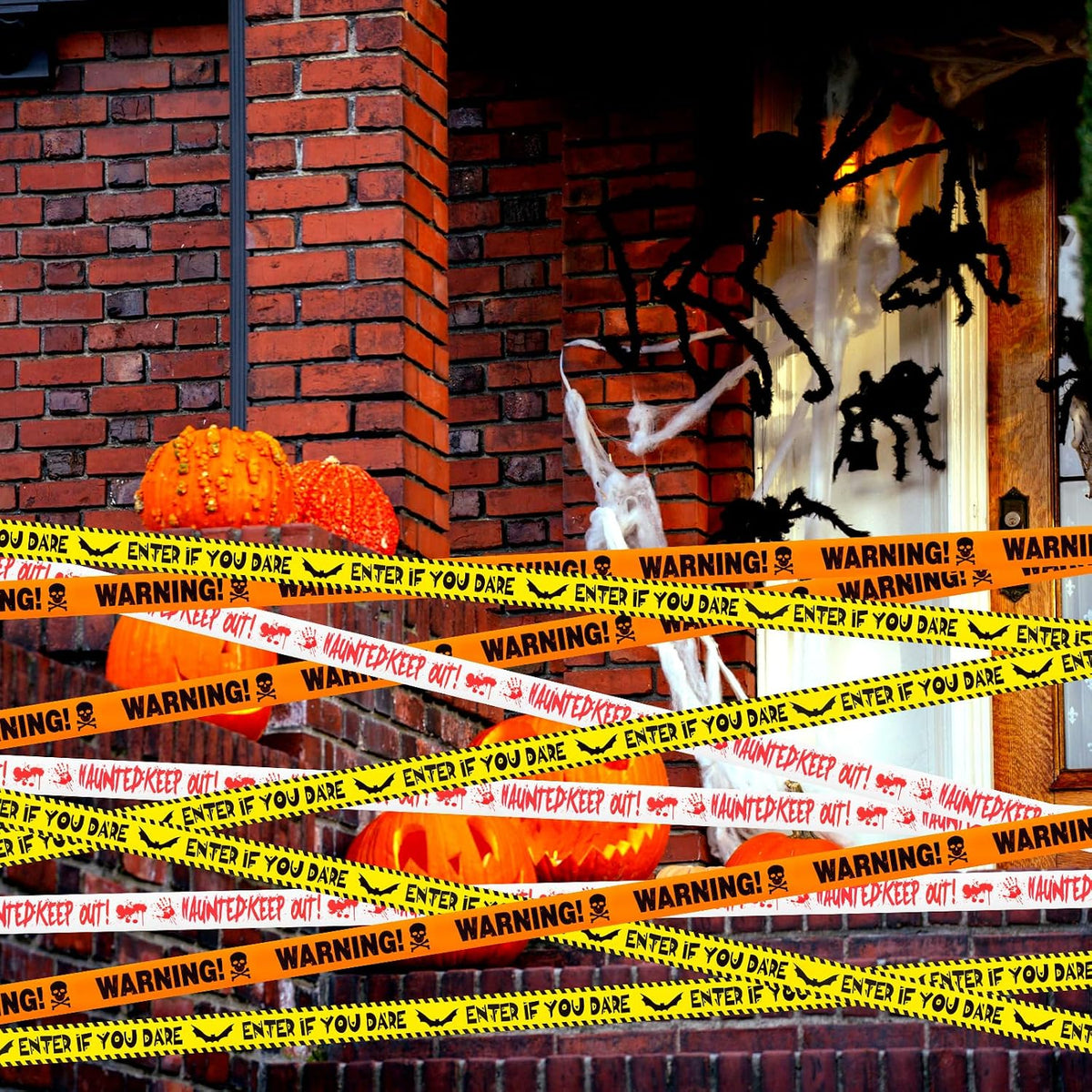 ONFAON 3-Piece Non-Adhesive Halloween Caution Tape Bundle – Red or Orange – product detail