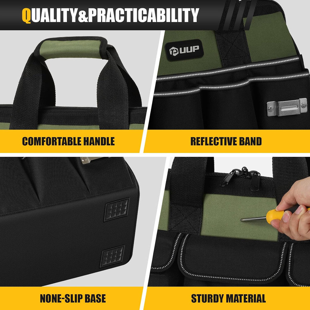 UUP TB01-BLGN-01 16-Pocket Oxford Tool Bag – 15.5 Inch, Green – Green / 15.5 Inch – product detail