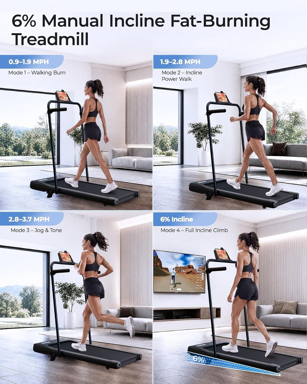Superun BA09-F4 Walking Treadmill – True Black – product detail