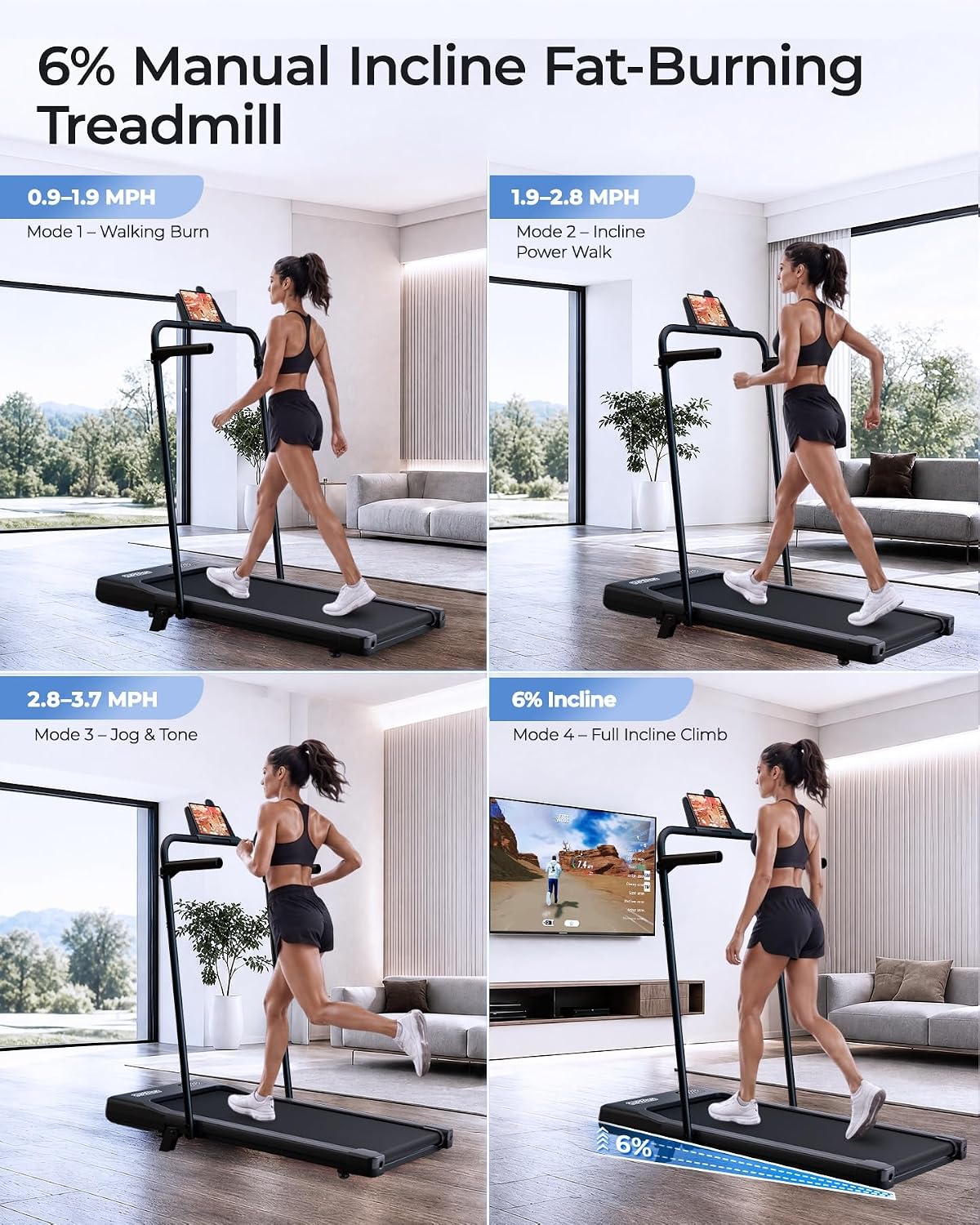 Superun BA09-F4 Walking Treadmill – True Black – product detail