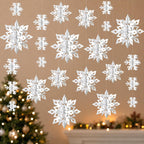 OuMuaMua White 3D Snowflake and Garland Set, 14 Pieces