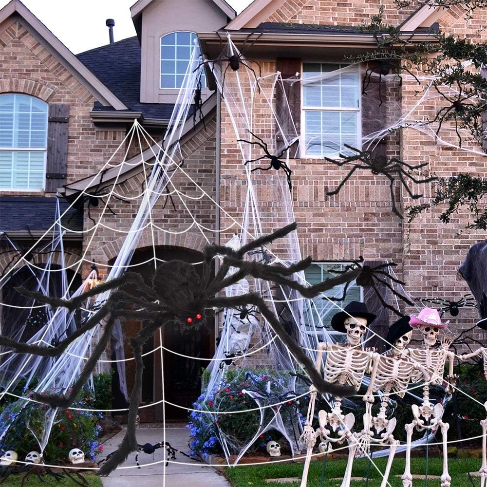 OCATO HF2106006 200-Inch Halloween Web & 59-Inch Spider Decoration Set – 200", Black – Black / 200" – product detail