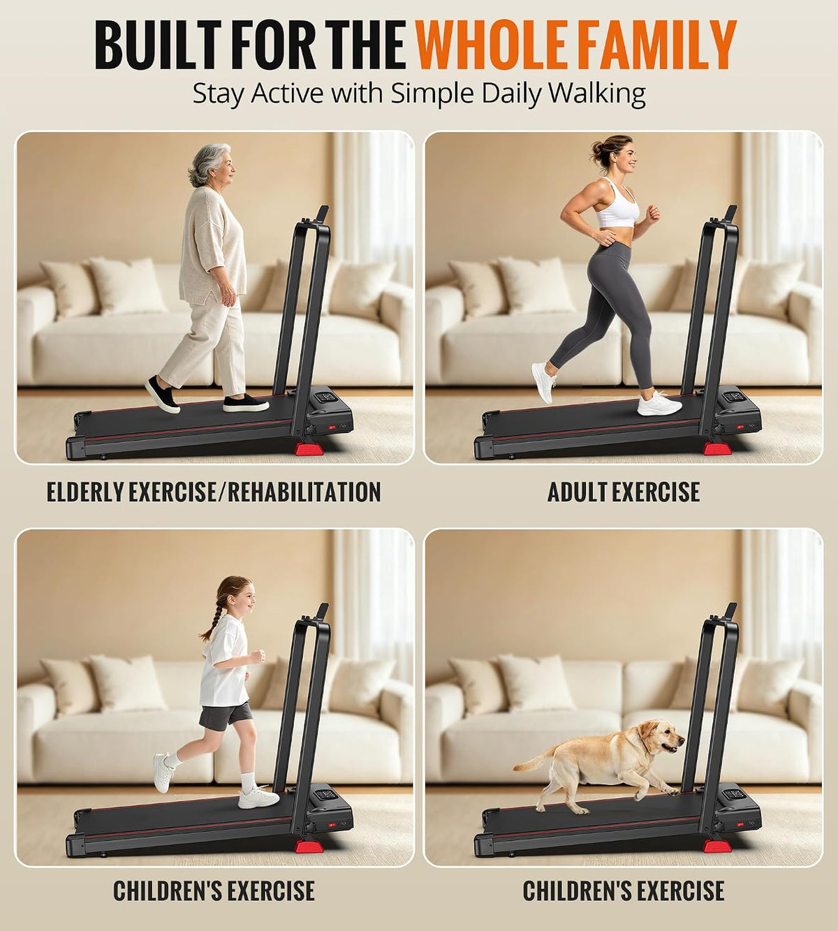 HomePoweron Under-Desk Walking Treadmill – Black – product detail