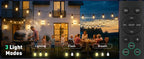 VGUXG Solar Patio String Lights, 50 ft, 15 Sockets