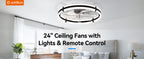 addlon 24-Inch Low-Profile Ceiling Fan with LED Light, Black