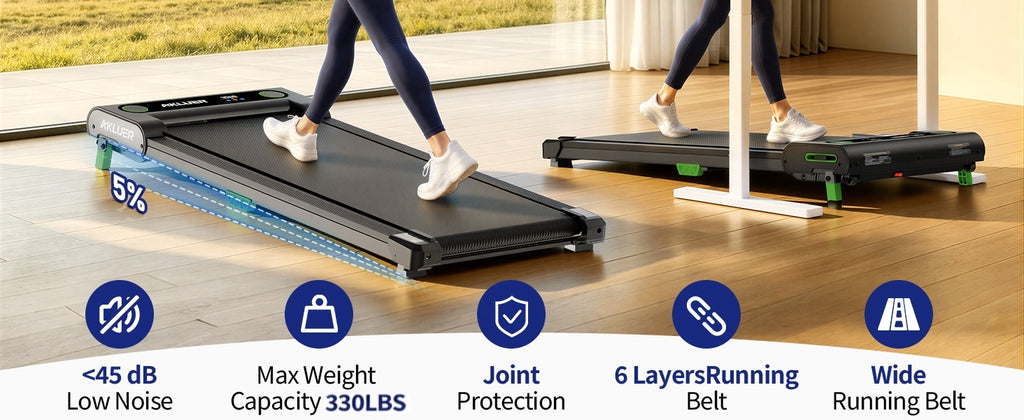AKLUER 480L-A Under-Desk Walking Treadmill – Light Black – product detail