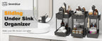 Sevenblue Two-Tier Under-Sink Organizers, Black, 3-Pack