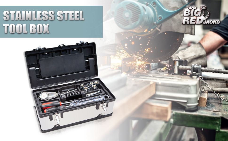 BIG RED A5519BR 19-Inch Stainless Steel and Plastic Tool Box – Silver – product detail