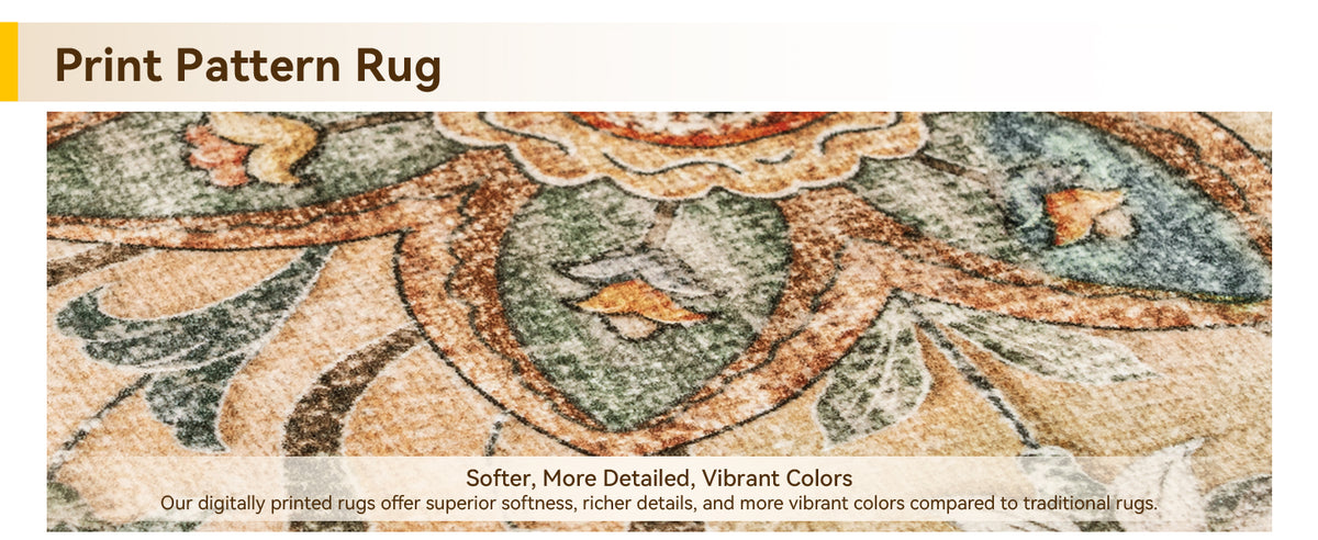 RELEANY Vintage Floral Area Rug, Brick/Brown/Green, 8 x 10 ft