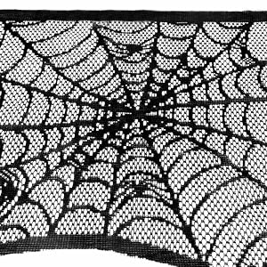 AerWo Black Lace Spiderweb Mantel Scarf