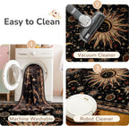 meejou Sun and Moon Area Rug, Black/Gold/Beige/Red, 5 x 7 ft