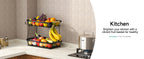 Sevenblue Two-Tier Fruit Basket with Banana Hooks, Black