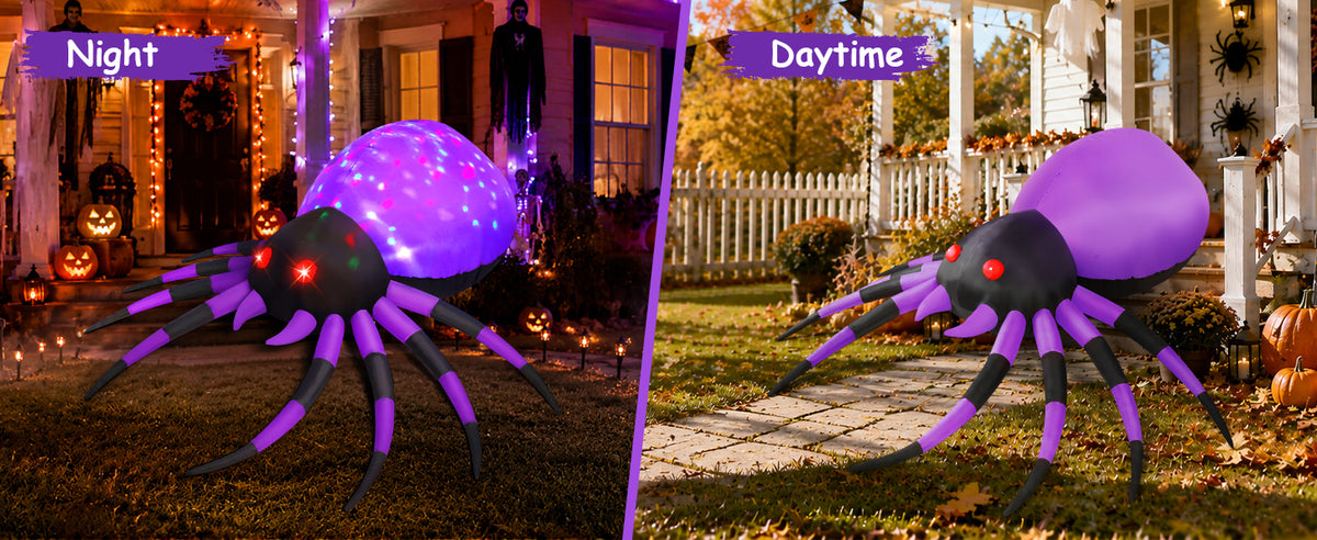 GOOSH 69087 5-Foot Halloween Spider Inflatable – 5 FT Purple – product detail