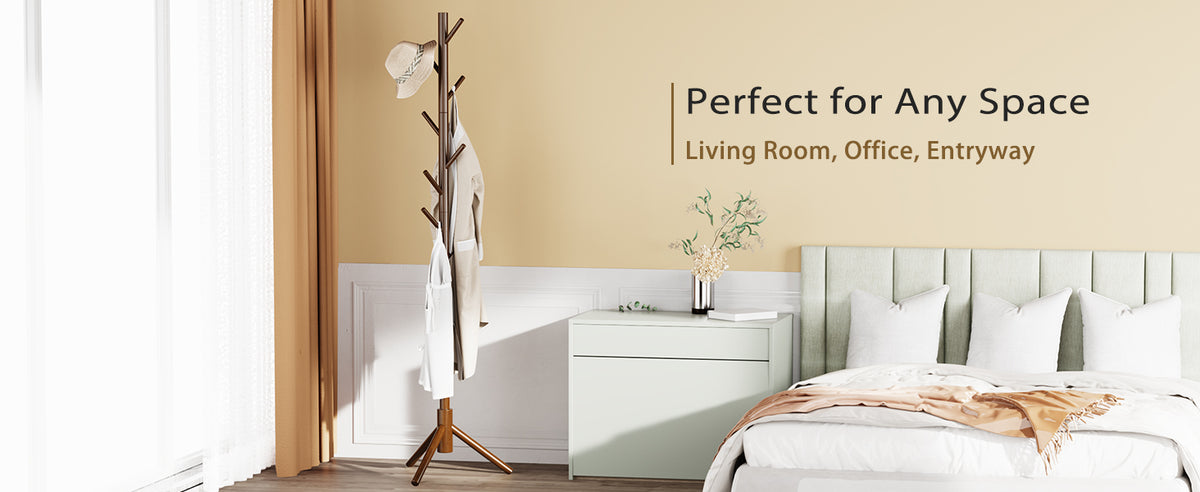 Pipishell Wooden Coat Rack with Eight Hooks, Brown