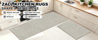 HDFK Herringbone Kitchen Rug Set, Beige, 2 Pieces