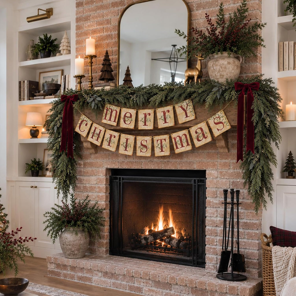 ORIENTAL CHERRY Vintage-Style Merry Christmas Banner