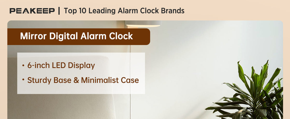 Peakeep Mirror Digital Alarm Clock, Gold