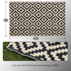 SAND MINE Reversible Outdoor Rug, Black and Beige, 5 x 8 ft