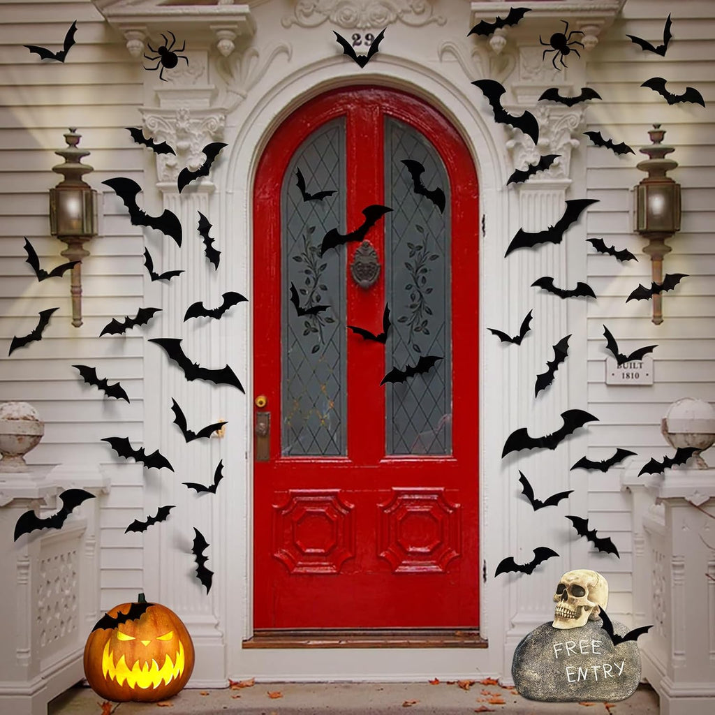 LUDILO Black 3D Bat Wall Decorations, 100 Pieces