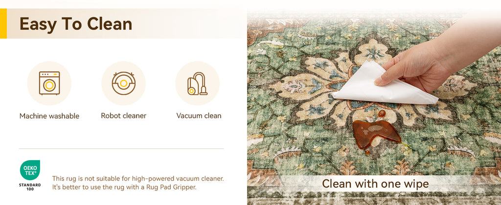 RELEANY Vintage Floral Area Rug, Brick/Brown/Green, 8 x 10 ft