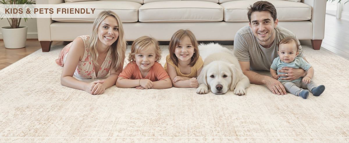 Luxturiy Vintage-Style Area Rug, Beige, 8 x 10 ft